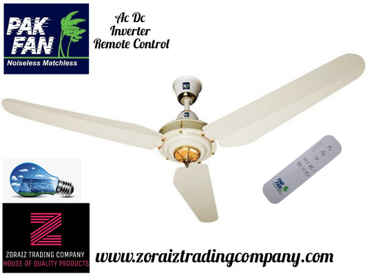 Pak Fan Ceiling 56'' Ac Dc Inverter Energy Saver Remote Control Diamond Model Offwhite Light Wood Pure Copper Wire