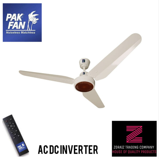 Pak Fan Ceiling 56'' Ac Dc Inverter Energy Saver Remote Control Floral Classic Model Offwhite Dark Wood Pure Copper Wire