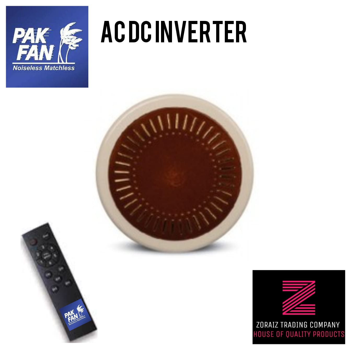 Pak Fan Ceiling 56'' Ac Dc Inverter Energy Saver Remote Control Floral Classic Model Offwhite Dark Wood Pure Copper Wire