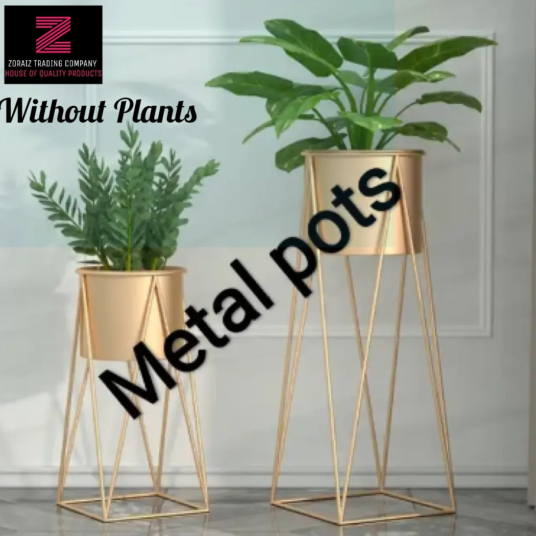 Planters Golden Color - Planters Pot - Planters Pots flower stand - 2 Metal Plant Flower Floor Stand- Modren Planters Flower Pots - Flower Stands