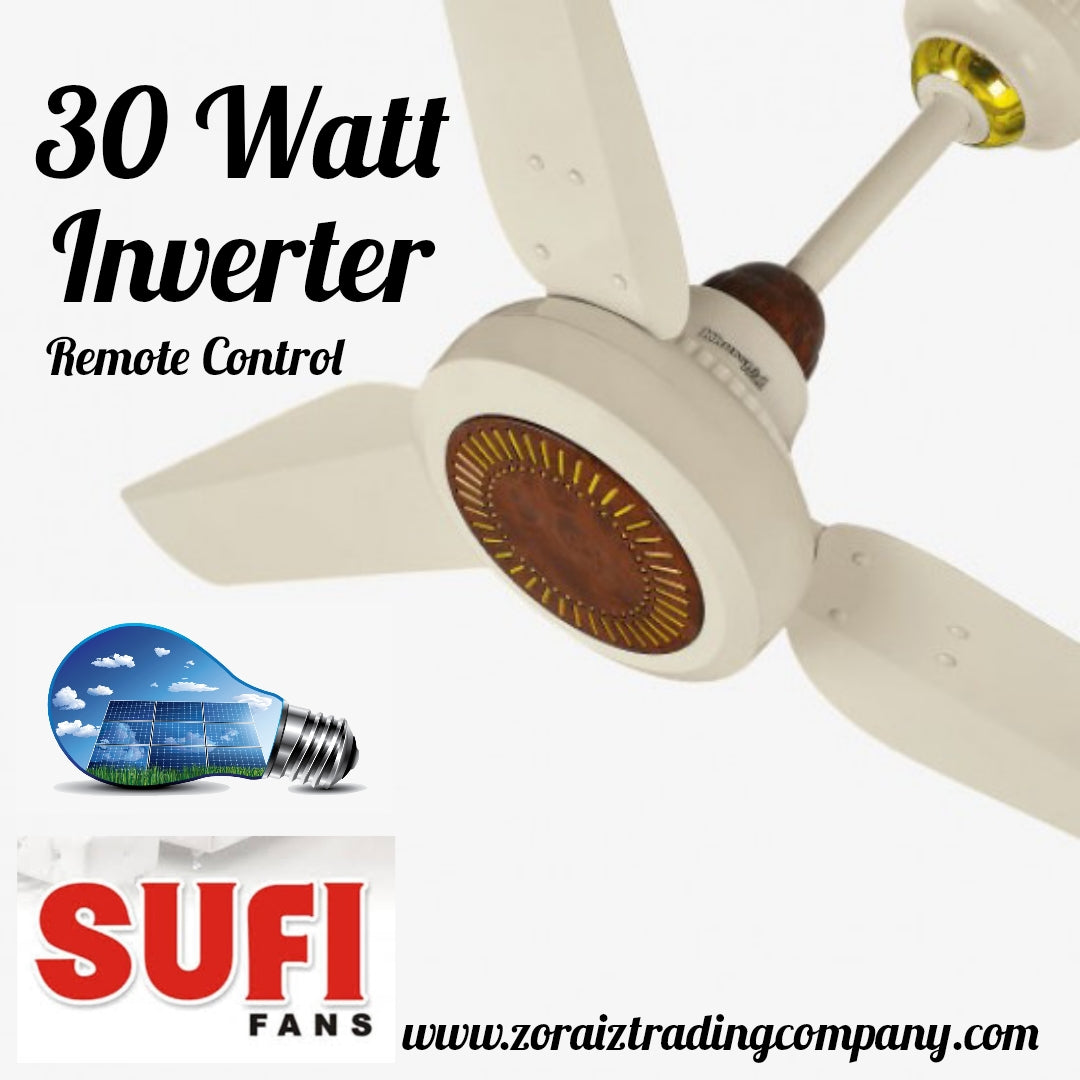 Sufi Fan Ceiling 56'' Inverter Ac 30 Watt/Energy Saver Latest Model Offwhite Dark Wood Remote Control Pure Copper Wire