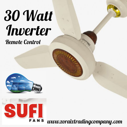 Sufi Fan Ceiling 56'' Inverter Ac 30 Watt/Energy Saver Latest Model Offwhite Dark Wood Remote Control Pure Copper Wire